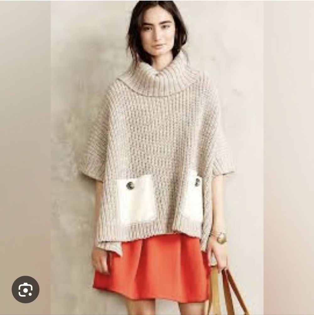 Wool And Alpaca Blend Chunky Knit Poncho Sleeping On Snow Anthropologie One Size